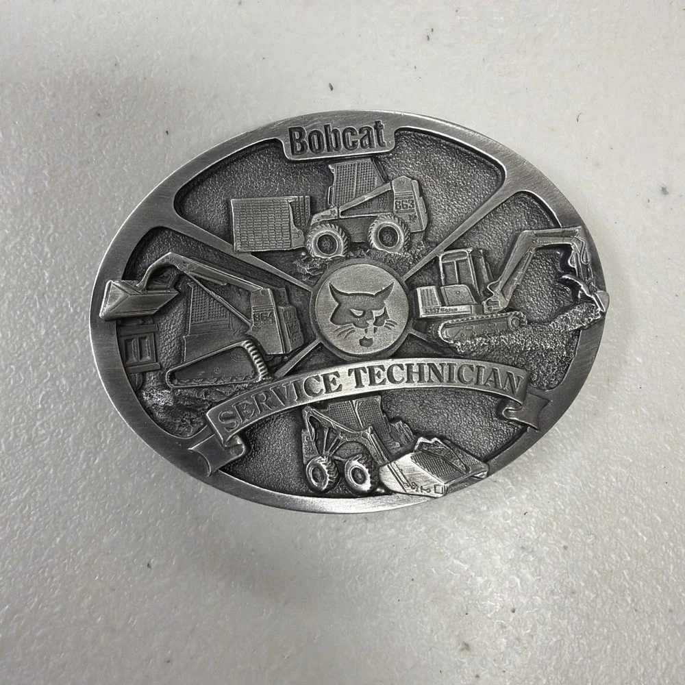 vintage Bobcat Service Technician belt buckle features a pewter construction